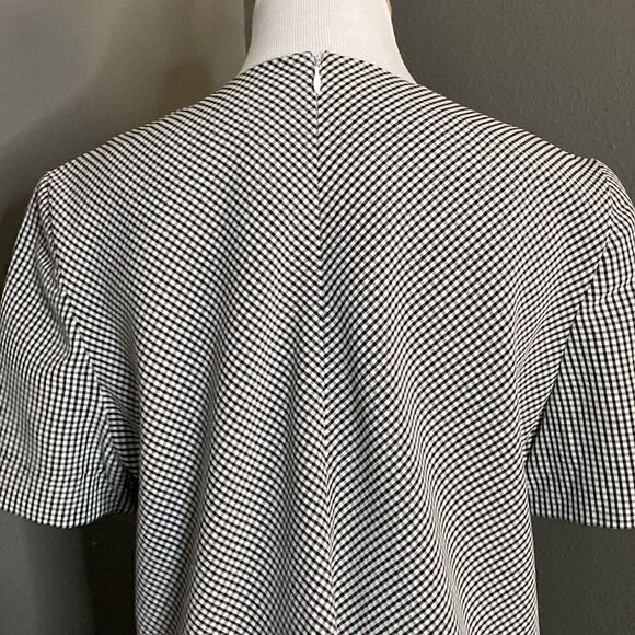 Vintage Lizwear Black and White Gingham Mod Dress Short Sleeve Side Button - Picture 7 of 11